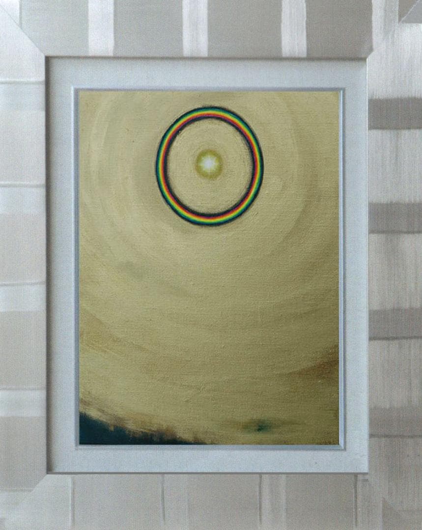 油絵 菅家令子 絵 絵画インテリア額付(薄青緑)F3-G112023 風景祈希望