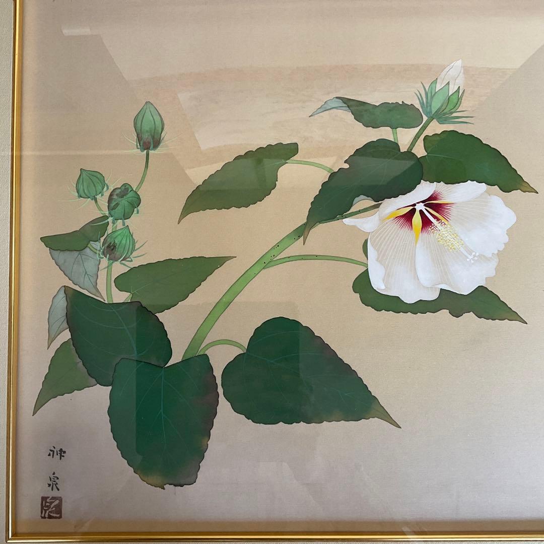 日本画　徳岡神泉作　花　10号　絹本