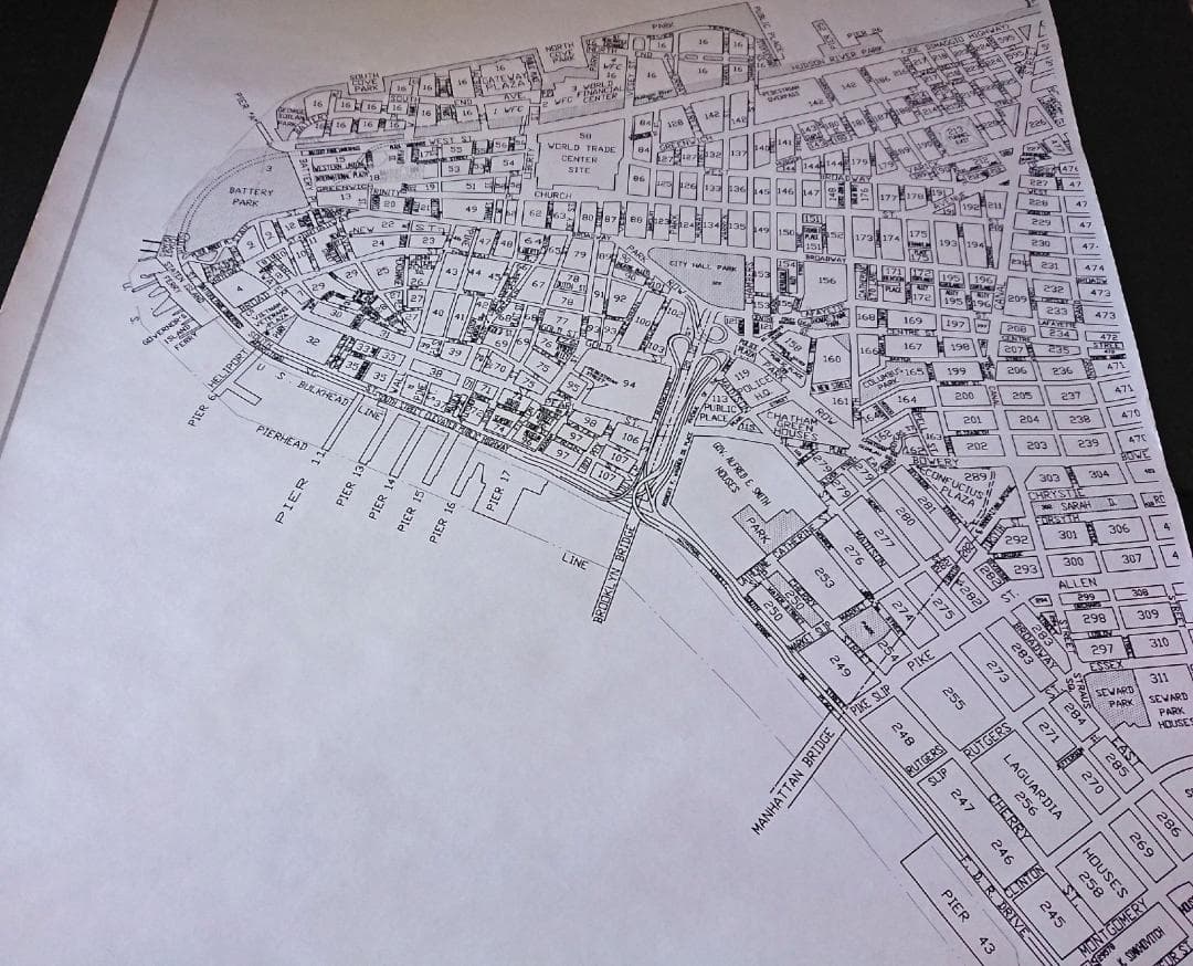 ニューヨーク 地図 ロウワー・マンハッタン 大判 91cm x 61cm