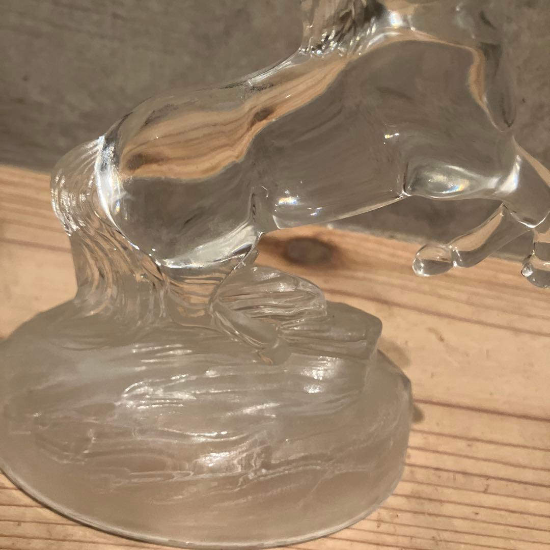 美品 ヴィンテージ ガラス 馬　りんご 置物 オブジェ ずっしり　クリスタル