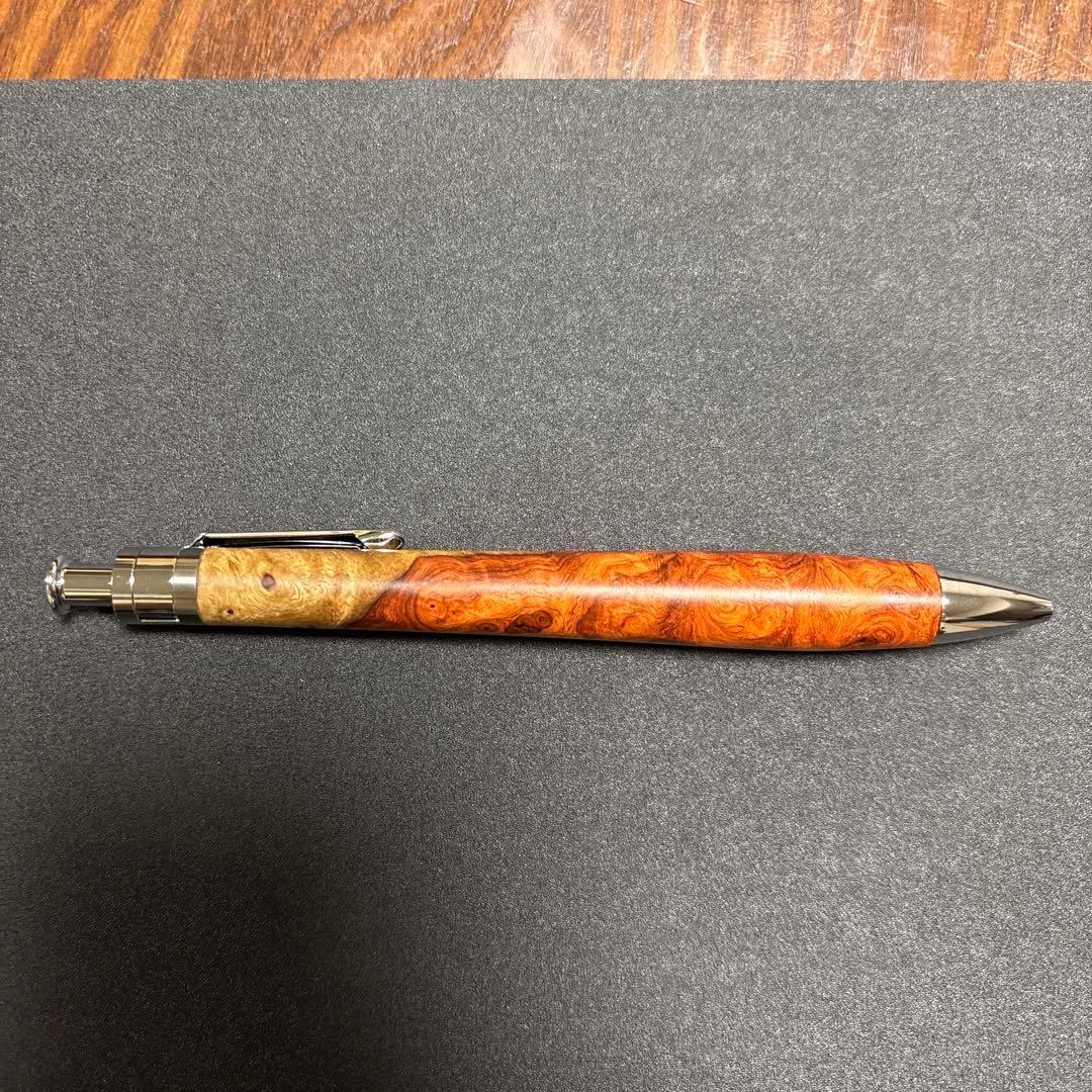 工房楔　木軸ボールペン花梨紅白(こぶ杢) 未使用