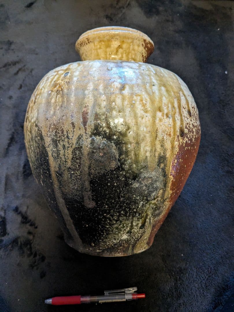 【伊賀】古伊賀壷、緑釉