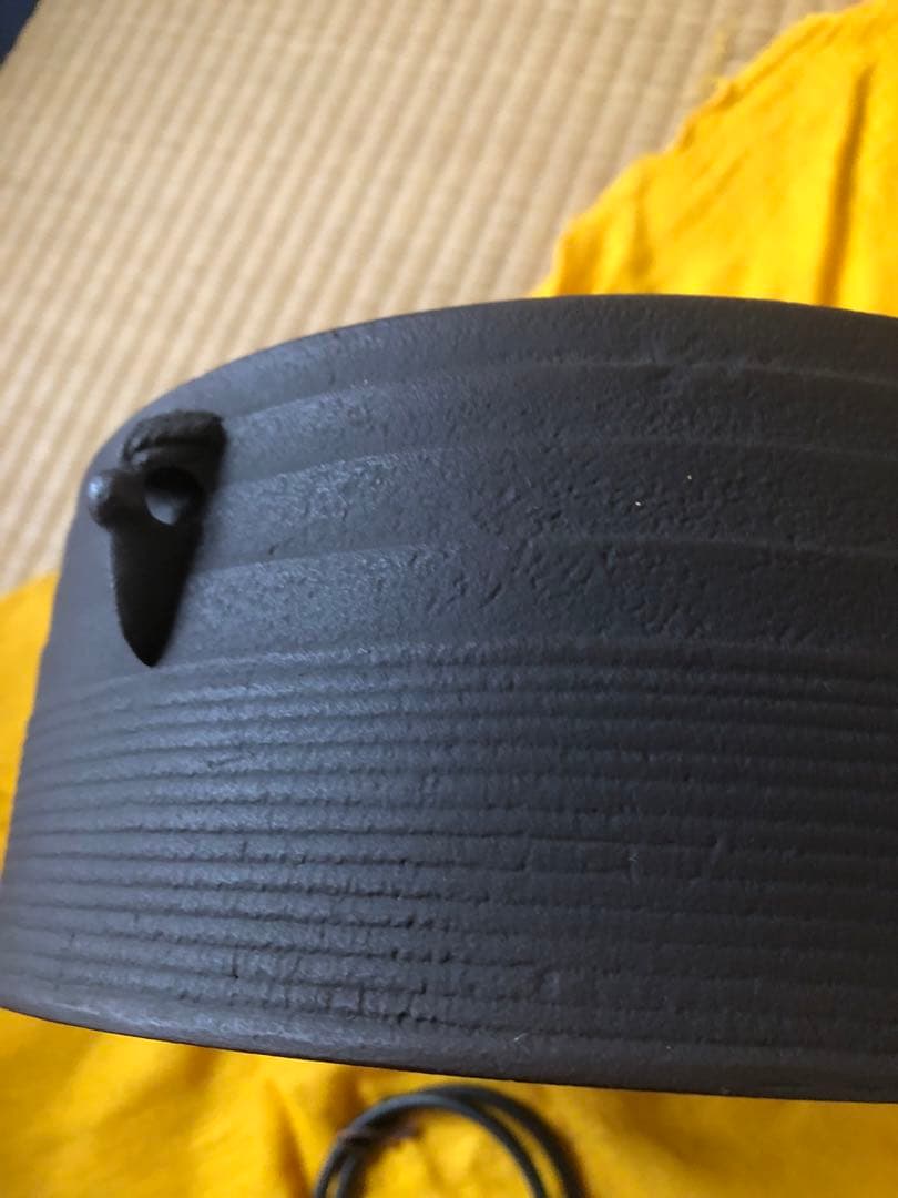 横段筋入　廣口釜　釜師　二代目　畠春斎作　共箱入