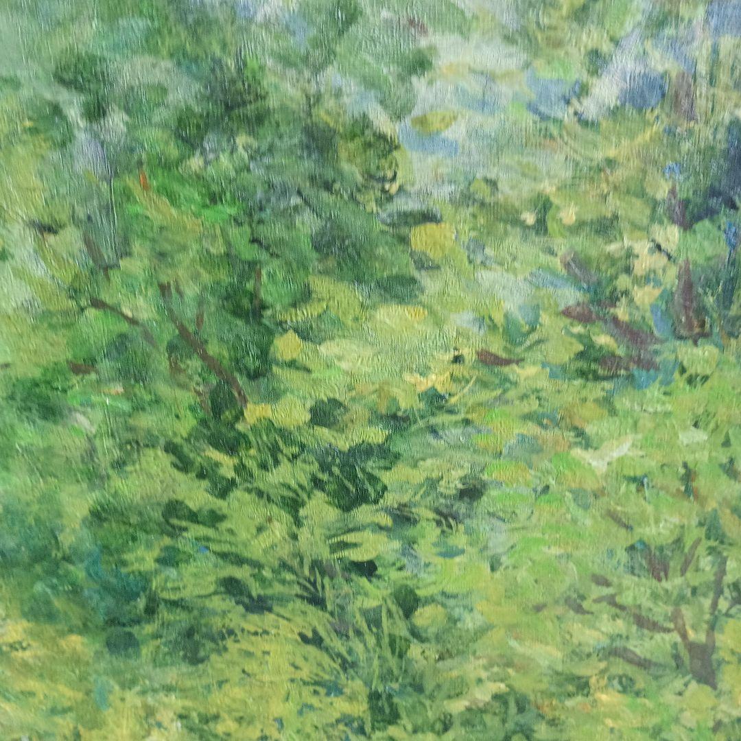 4262）松本竹敏　油絵F１５号「馬牛のいる風景　１９７５年」独立美術協会所属