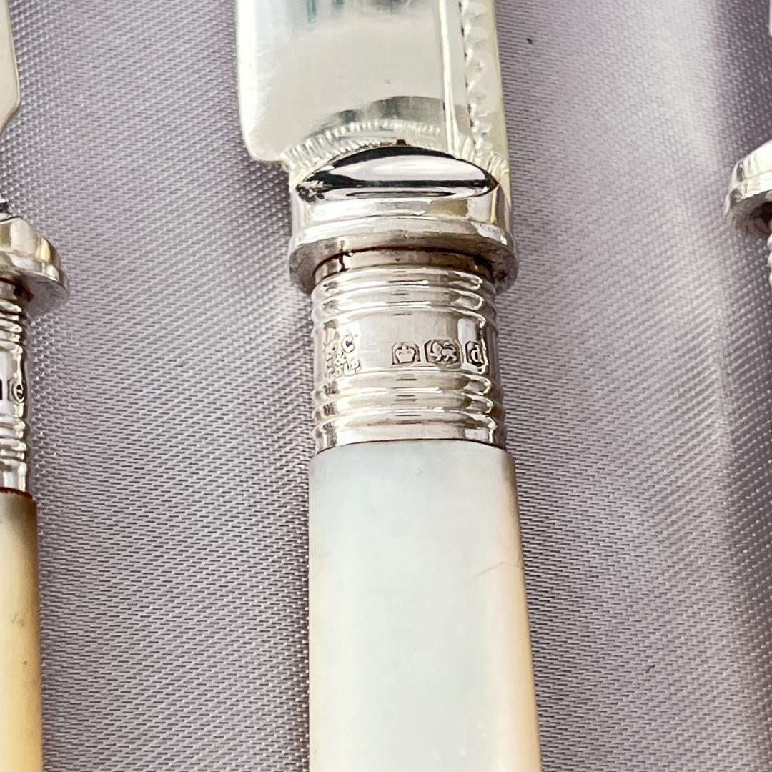 【英国 】【白蝶貝 / 純銀継手】ビクトリアン デザートセット10本 1921年