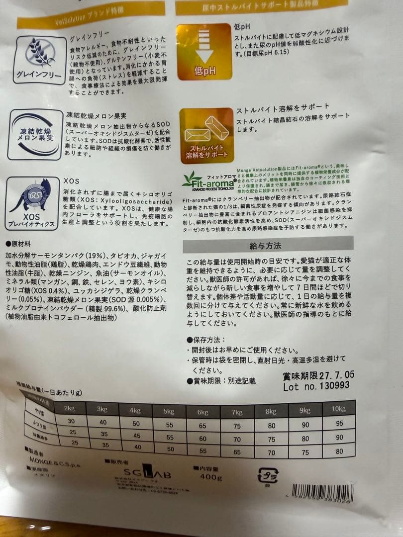 尿中ストルバイトサポート 2kg×2 400g×1