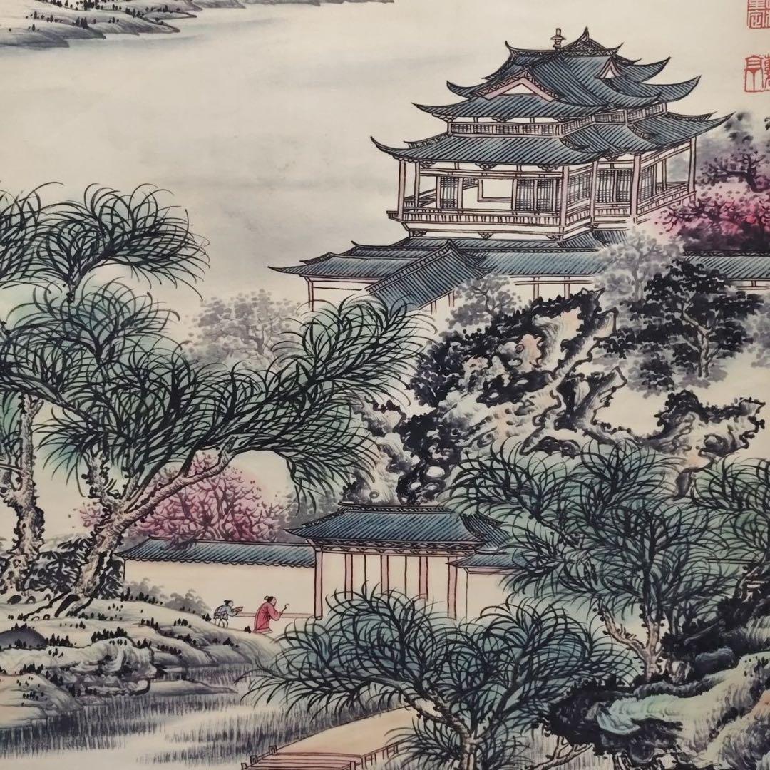 掛け軸 中堂 王時敏 山水画 翠岫瓊林図 中国画 水墨 山水風景