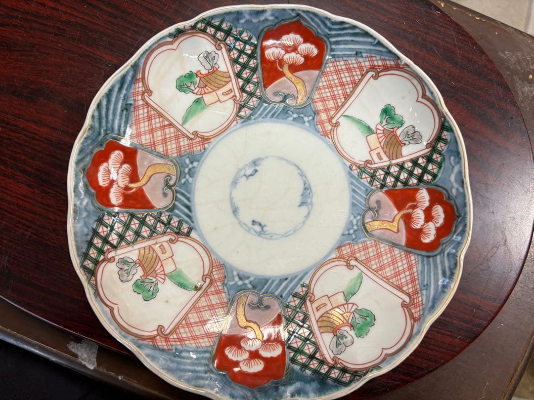 超貴重 江戸後期の頃の物 色鮮やかな花模様の陶器皿5枚セット 超激安