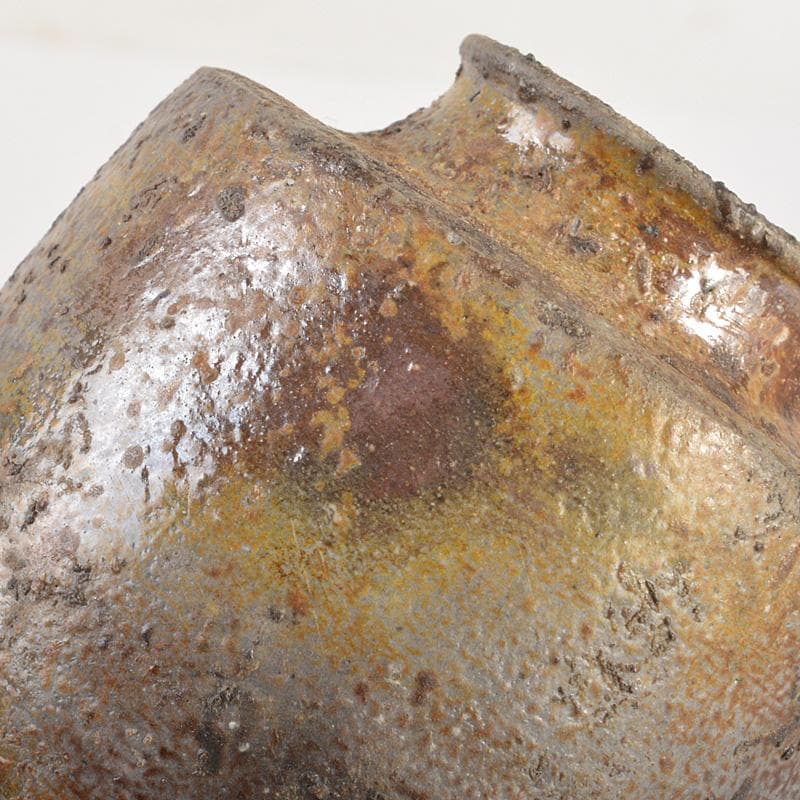 備前焼　金重利陶苑　金重利右衛門　陶弘造　茶入　仕覆付　共箱　V　6595