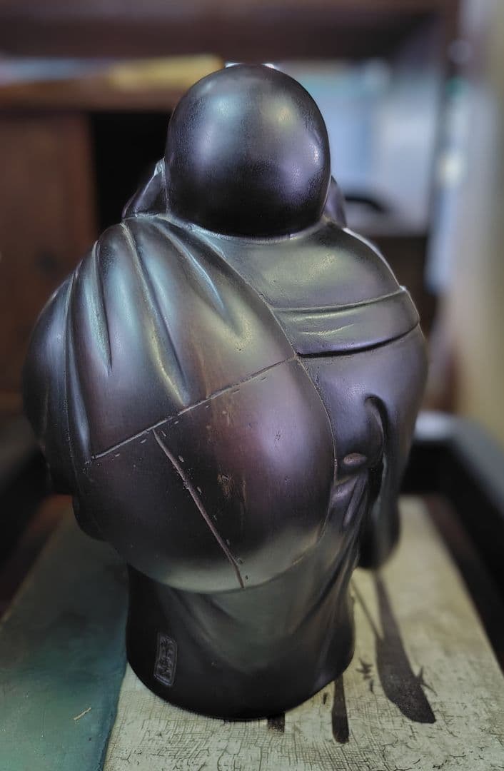 七福神 在銘 常雲 布袋立像 仏像 布袋様 置物 縁起物 唐金 古銅