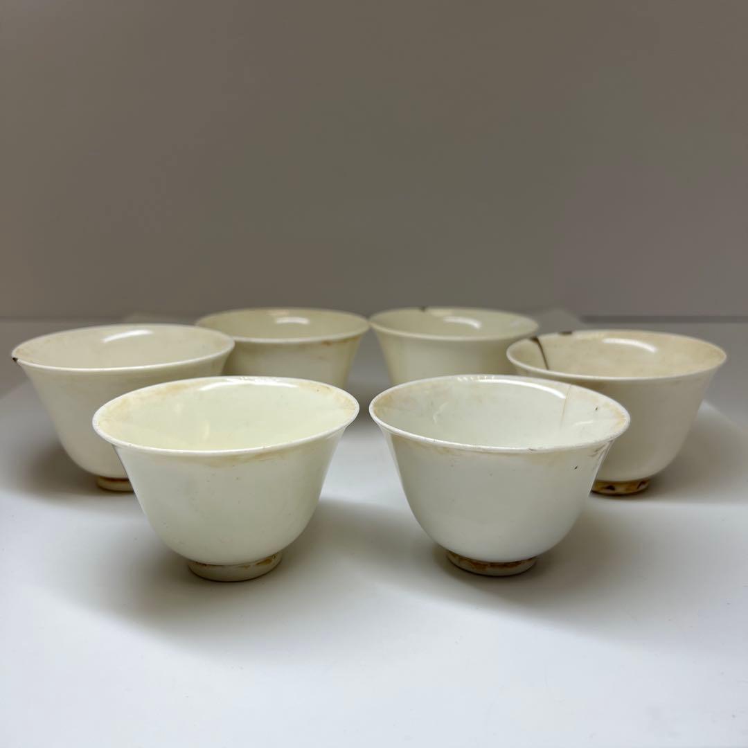 古代　白高麗　煎茶碗6客　口径約7.5㎝　東Y8-0106☆2F