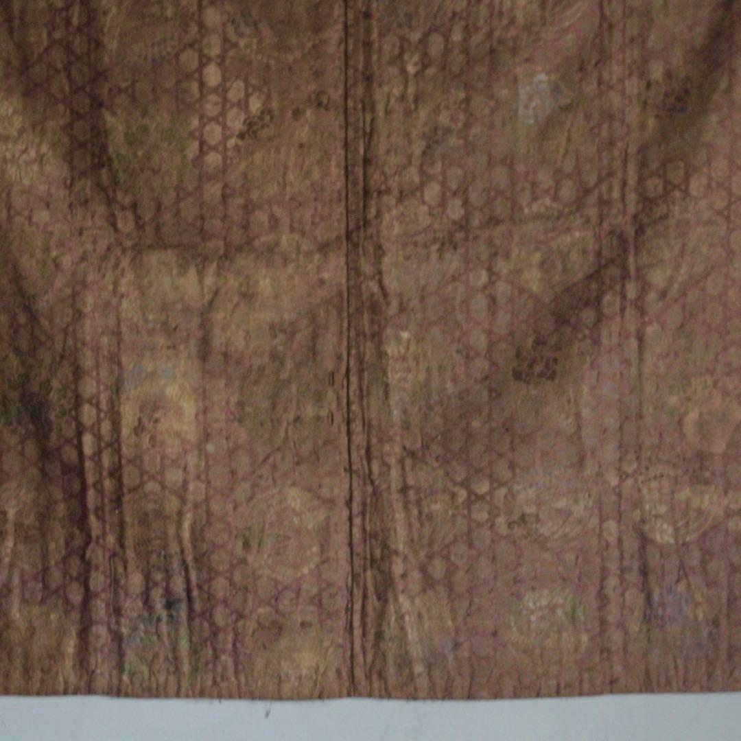 古い 西陣織 銀襴 打敷 花の丸文様 明治六年 古美術 古道具 アンティーク