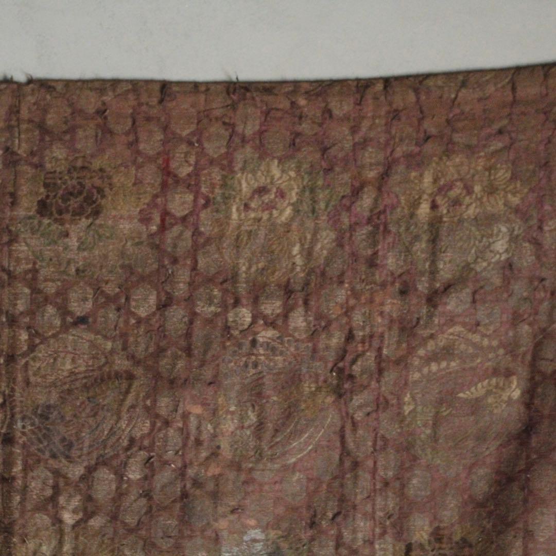 古い 西陣織 銀襴 打敷 花の丸文様 明治六年 古美術 古道具 アンティーク