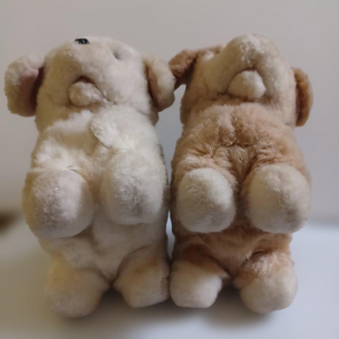 可動式　子犬　ぬいぐるみ　音が鳴る　２つセット　昭和レトロ　当時物