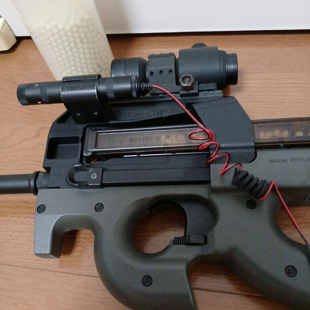 P90ハイサイクル、サイレンサー付き　 スコープ、バッテリーおまけ付き