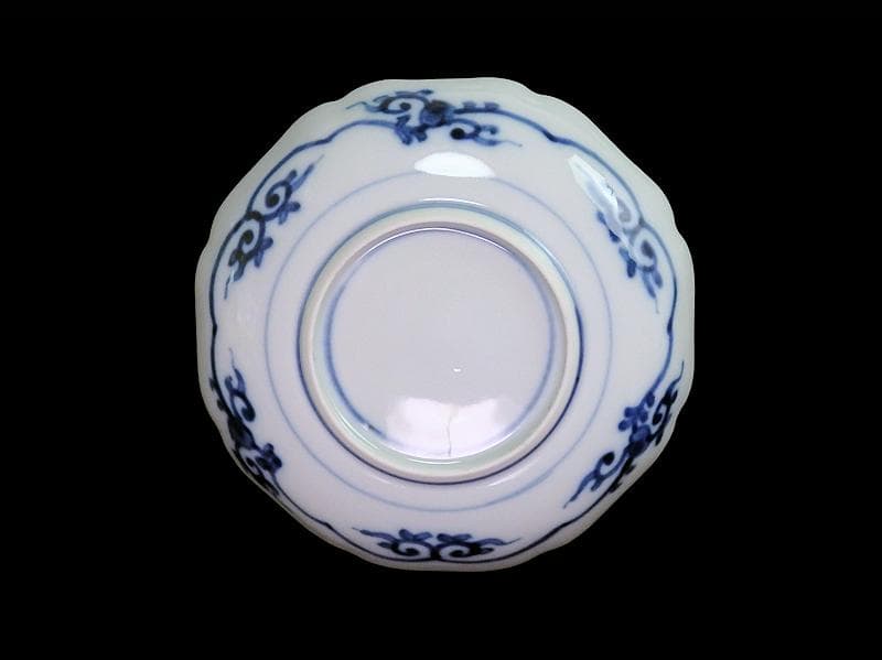 大聖寺伊万里　染錦　牡丹に唐草吉祥文の図　４寸皿　５枚　B178 AS-DAf