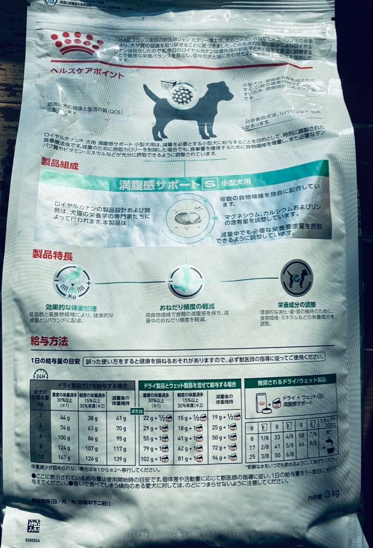 【3袋セット】CANIN 満腹感サポート小型犬用 3kg×3袋