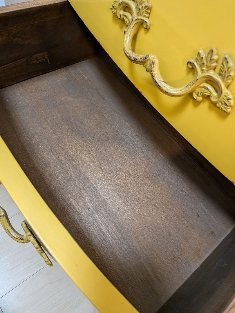 カントリーコーナー　3段引き出しチェスト　黄色