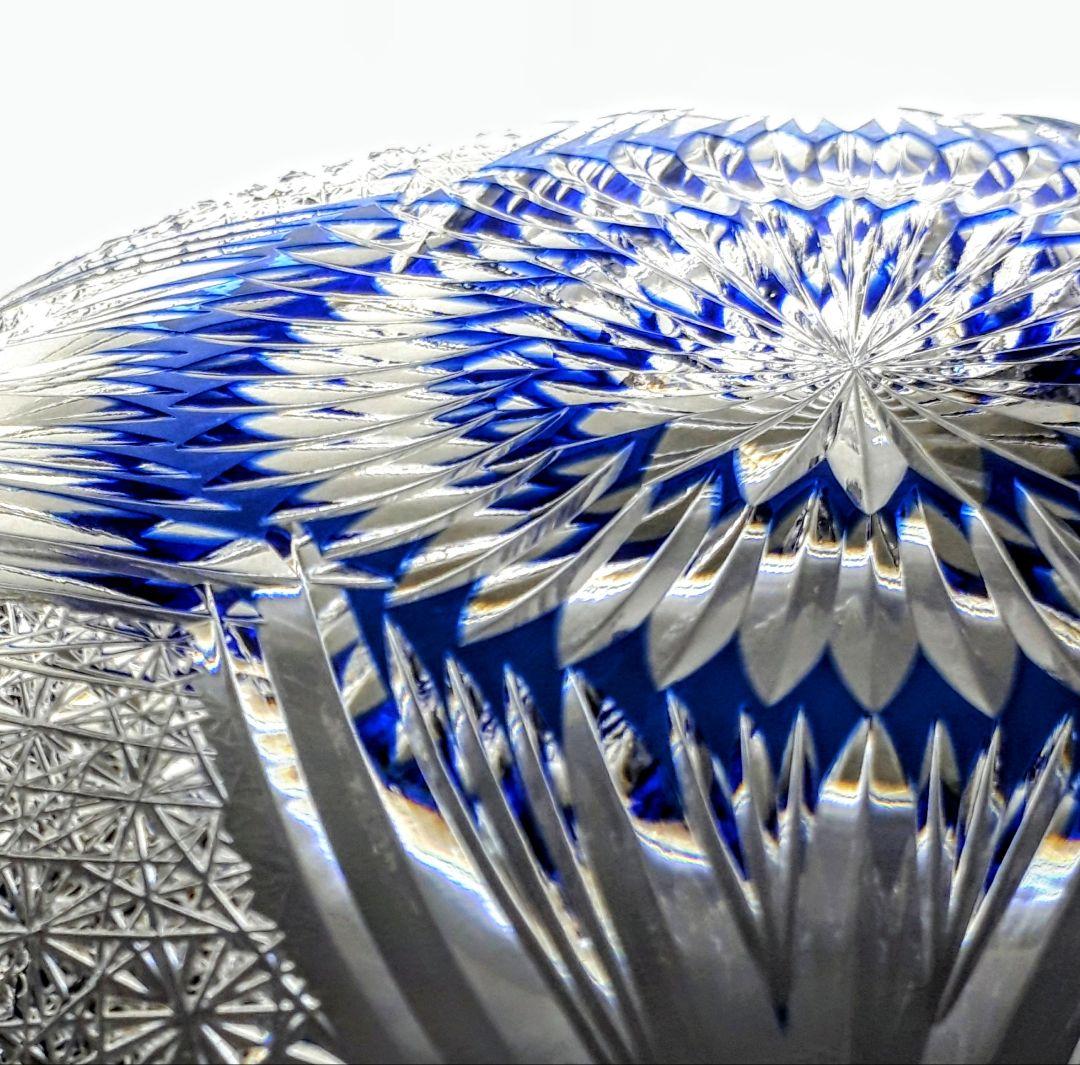 江戸切子　カガミクリスタル　飾り皿　 　 ෆ根本幸雄 作品ෆ 　【未使用・美品】