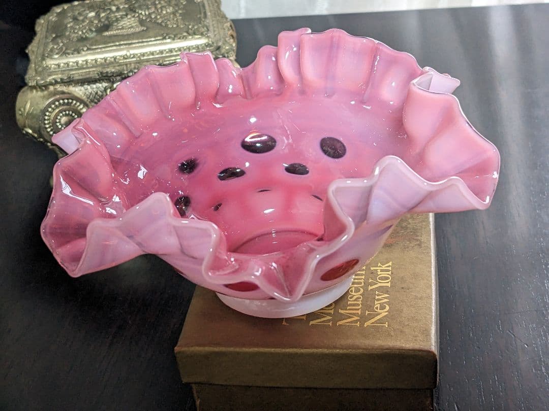 フェントン　ドット　クランベリーフリルボウル　お値下げ中