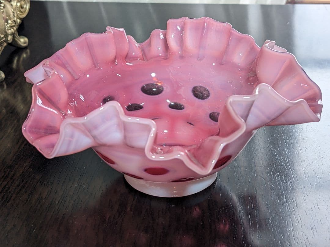 フェントン　ドット　クランベリーフリルボウル　お値下げ中