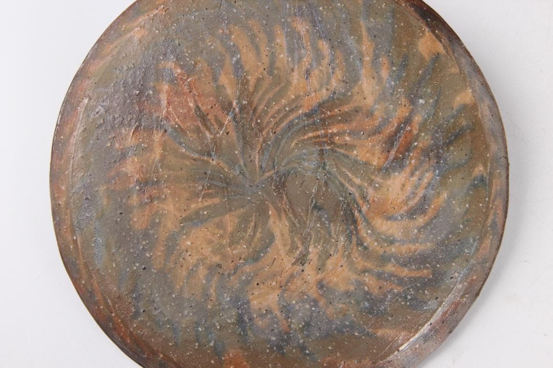 茶道具　備前　山本出作 水指　羽毛文様　春舉漆絵蓋 三越初個展出品 ES11-7