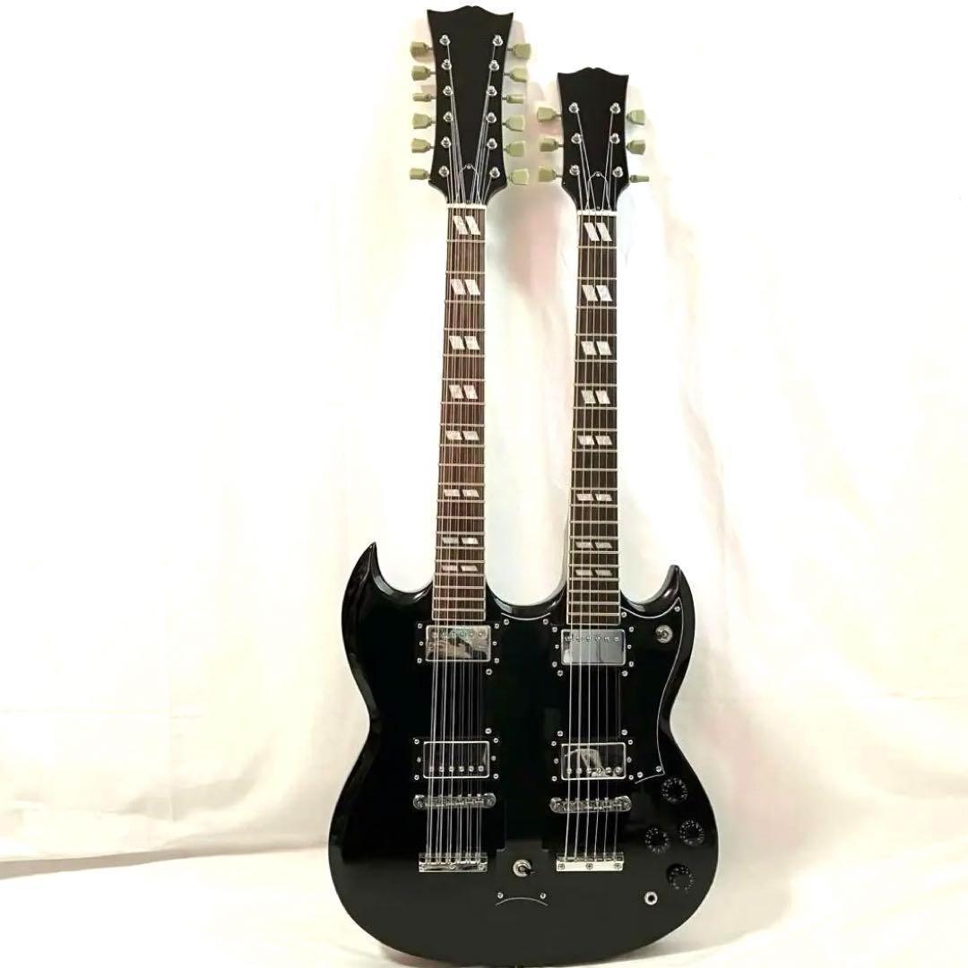【希少】12弦×6弦 ダブルネック エレキギター ブラック ハードケース付き