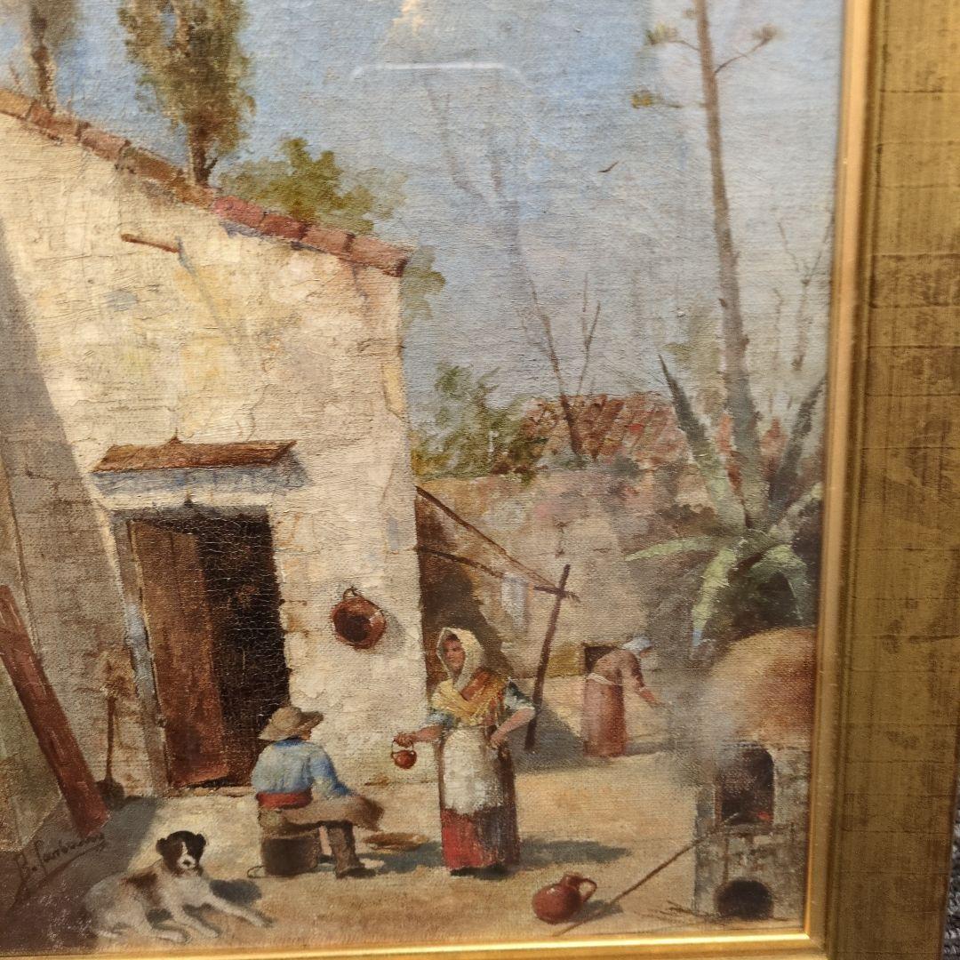 田舎の風景 油彩画 二つのパネル