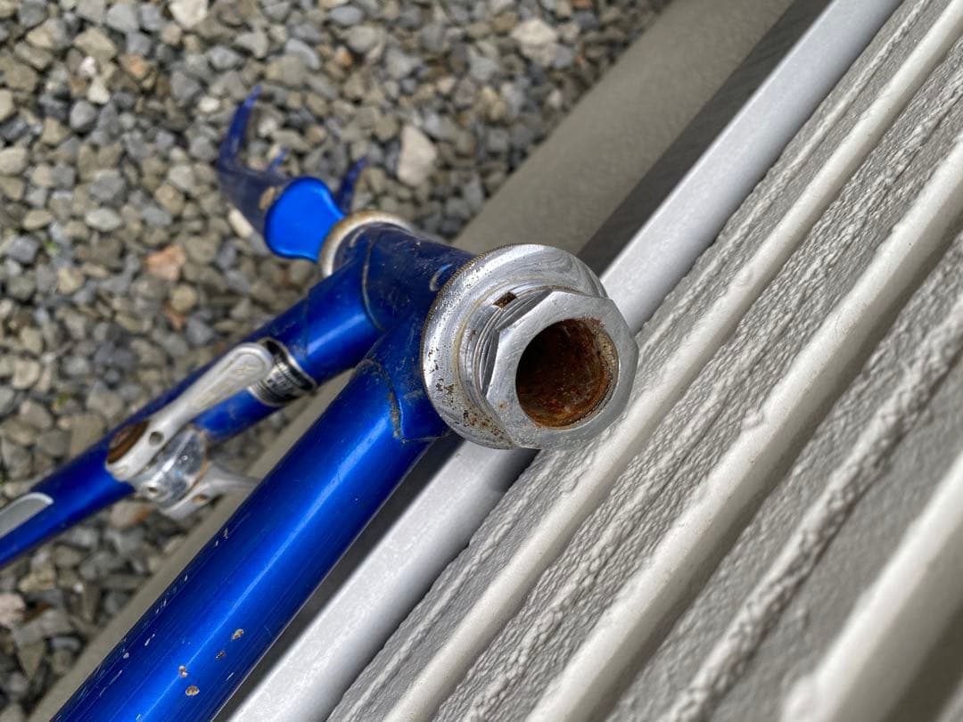 ロードバイク　フレーム　クロモリ　青　ブルー