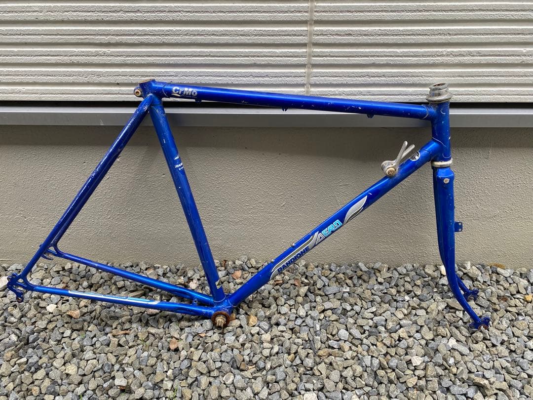 ロードバイク　フレーム　クロモリ　青　ブルー