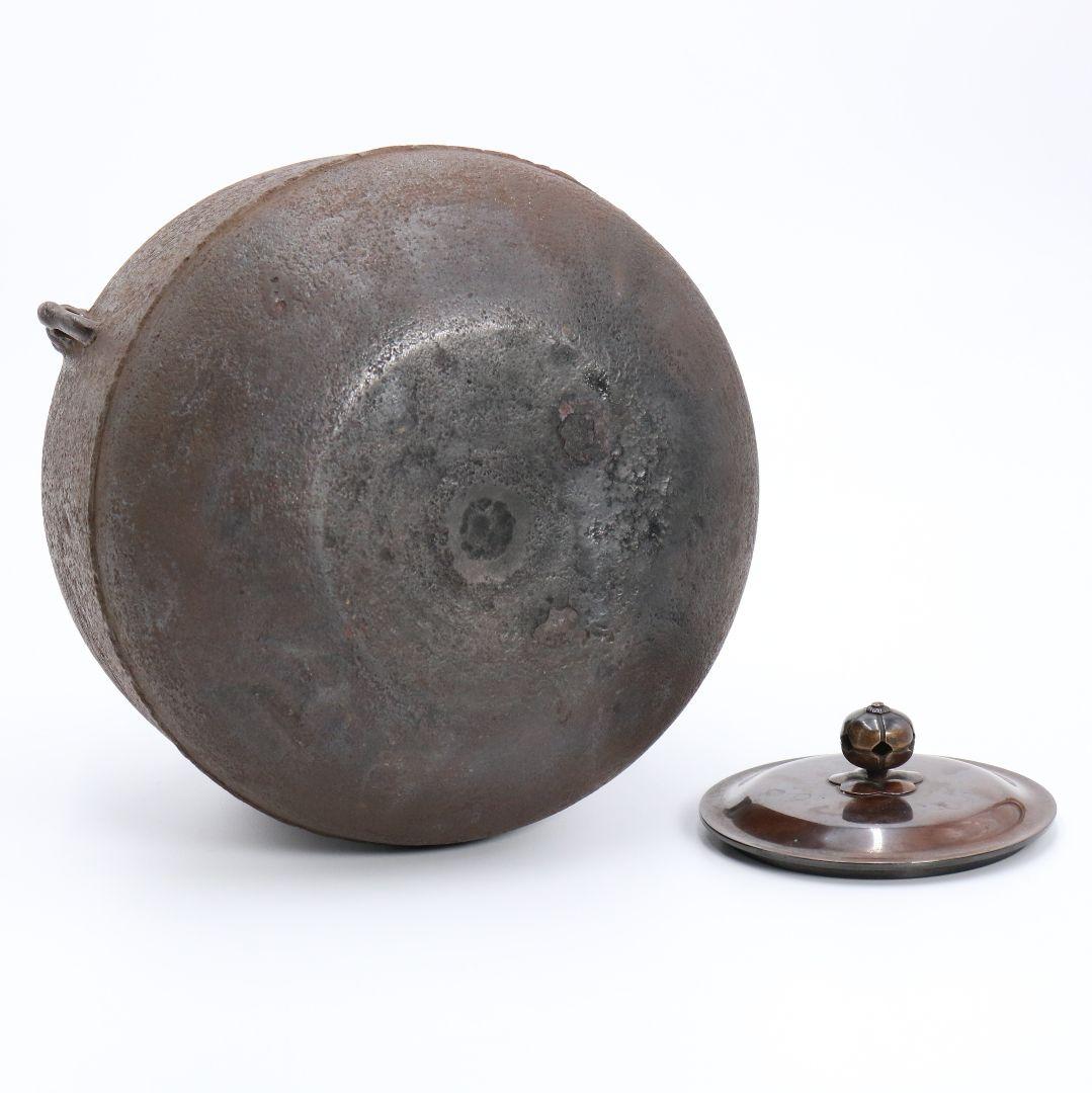 釜師 和田美之助造 刷毛目 尻張釜 障泥釜 共箱共布 茶道具　V57