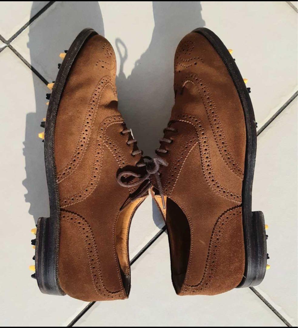 貴重★J's高級スエードゴルフシューズ(茶)、革底、26.0cm