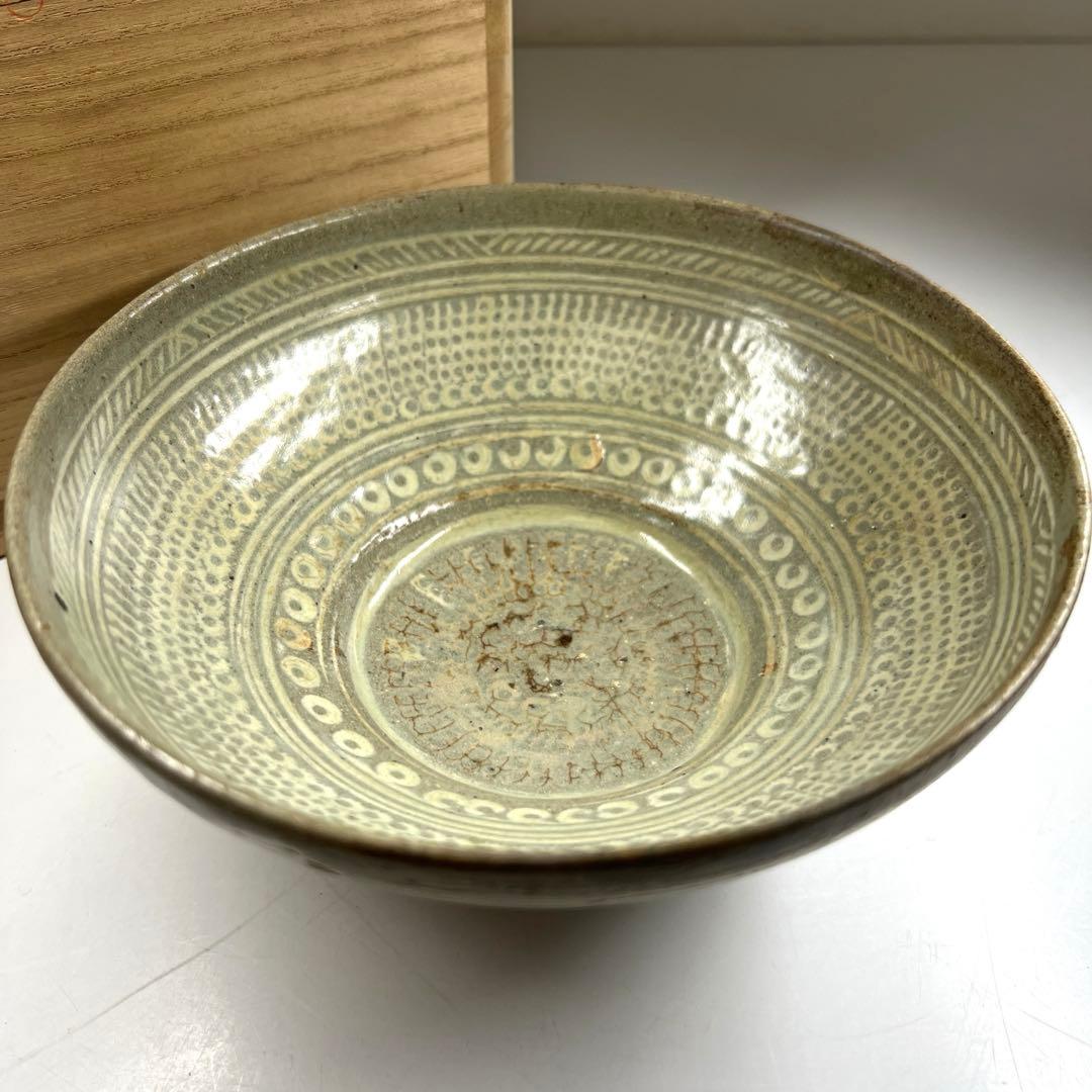 16世紀三島高麗白泥象嵌鉢　木箱付　幅約17.5㎝東Y7-0609⭐︎2Fトニサニ