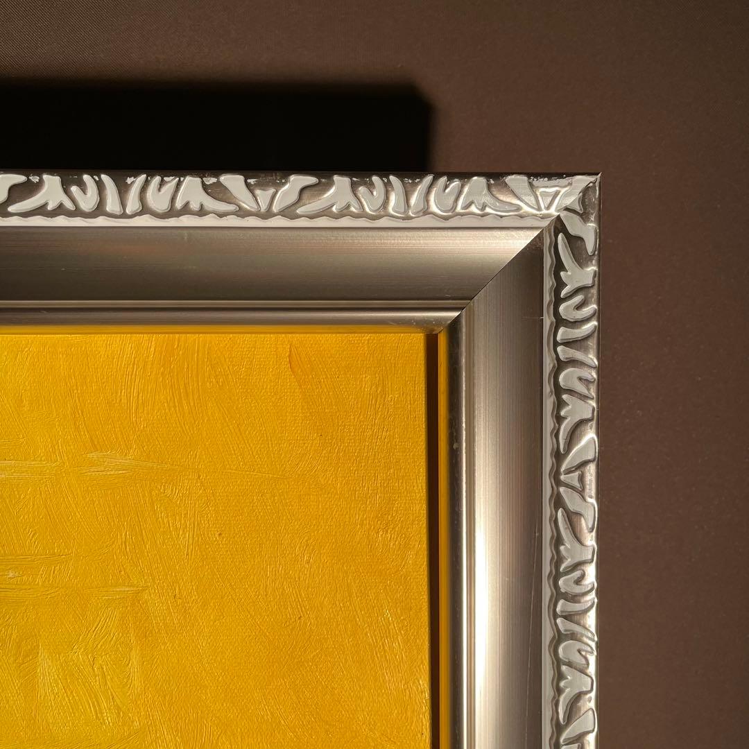 ★秀作★ 手書き油絵 クロード・モネ 睡蓮 黄金色 肉筆絵画 額付き 油彩画