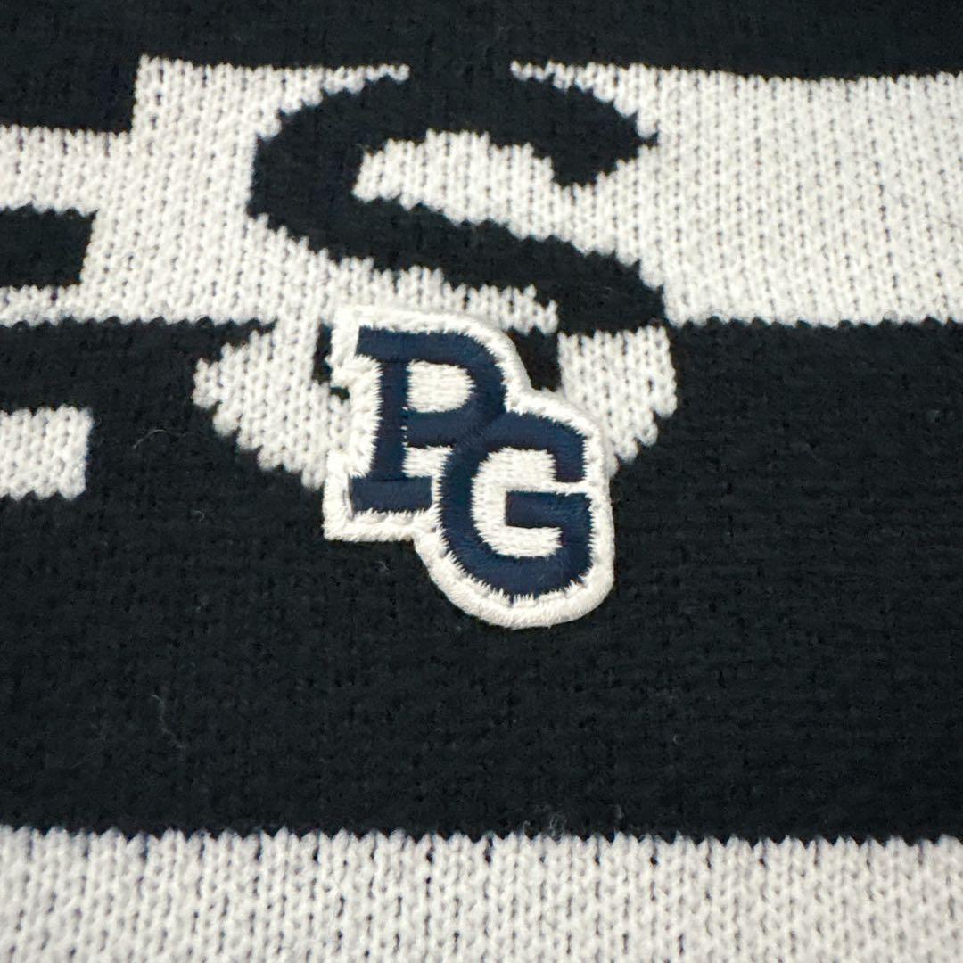 《美品》パーリーゲイツ ボーダーニットスカートセットアップ 黒×白 近年モデル