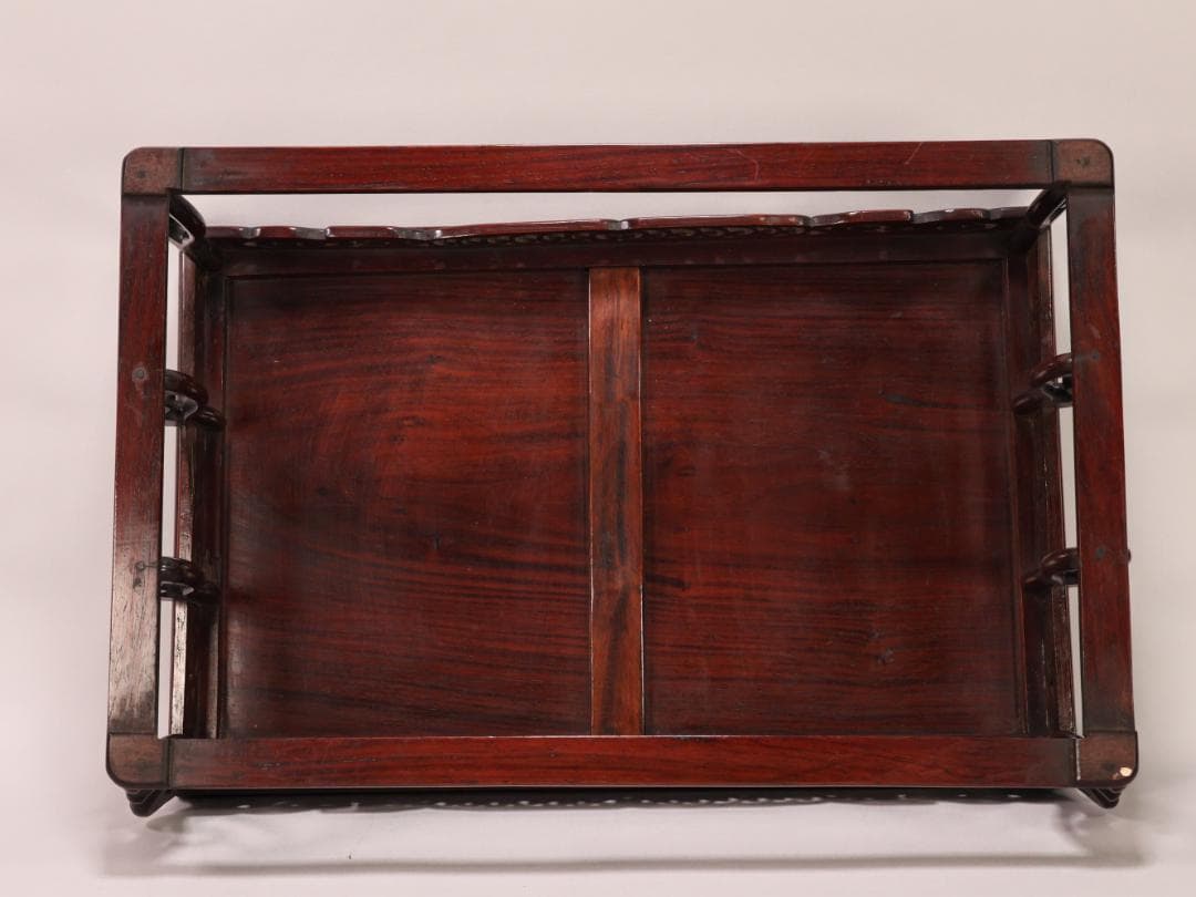 BK433　時代唐木　雲状八足　平卓　花台　香炉台　飾台　床飾　透彫り