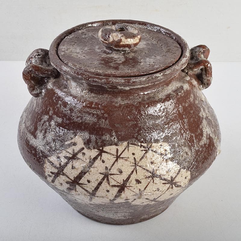 茶道具　加藤唐九郎（一ム斎）作　鼡志野算玉　水指　清水公照極め箱　MR9414B