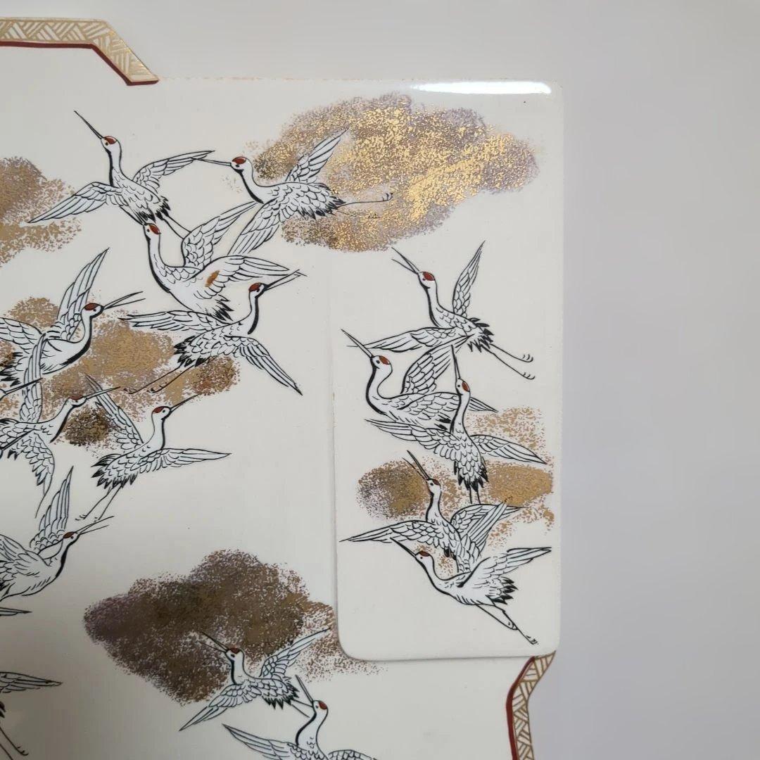 九谷焼 手描きの鶴　飾額　お正月　結婚式　お祝い　プレート　皿