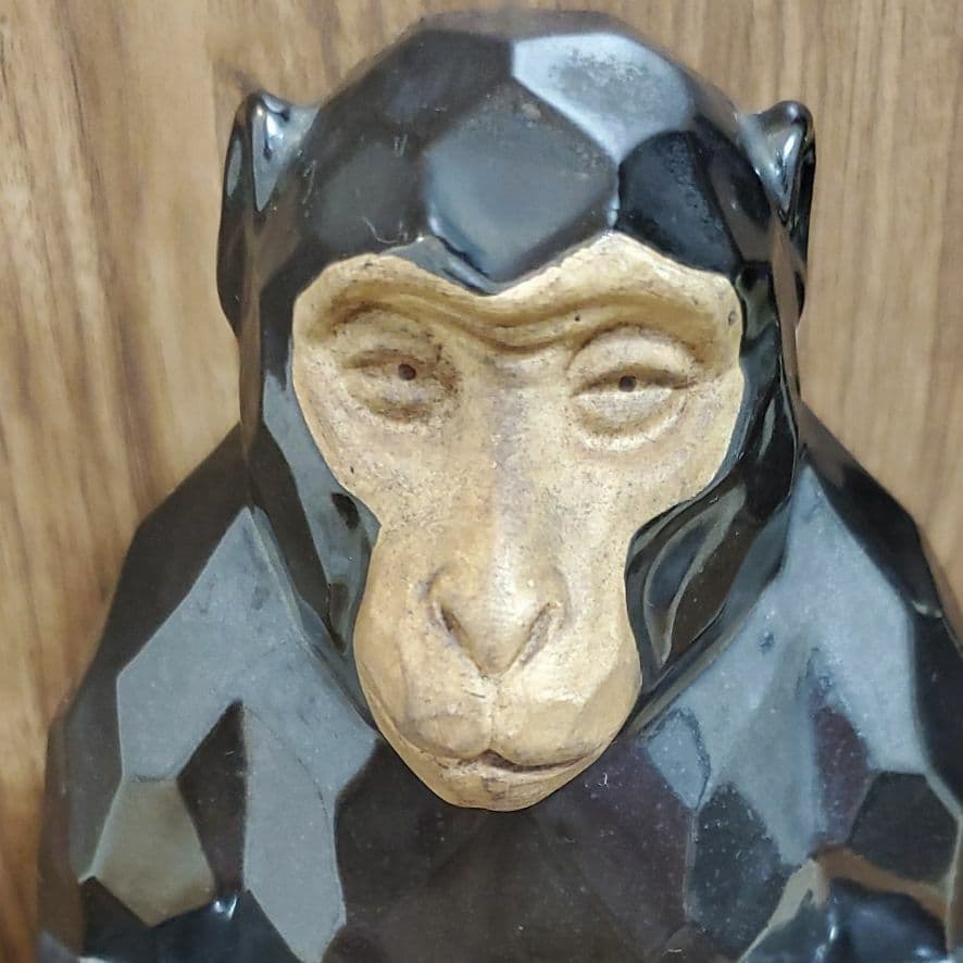 九谷焼　猿の置物　陶秀作