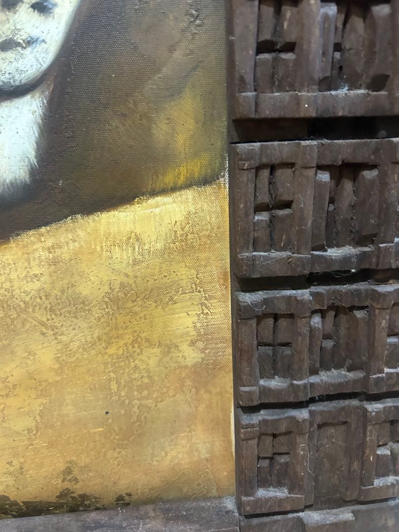 アフリカ油絵　アクスム高級額装　エチオピア画家