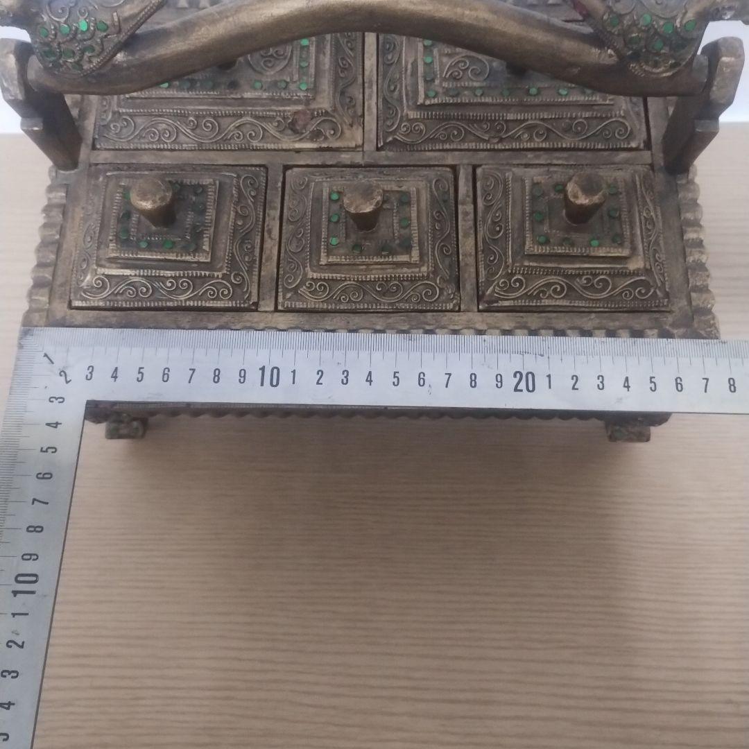 アンティーク 鳥の装飾 木製ボックス