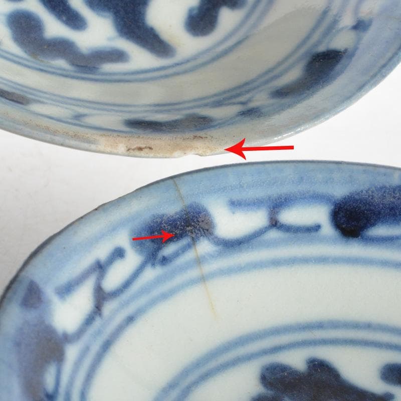 中国　安南染付　小皿　明時代　5客　桐箱付　M R5579