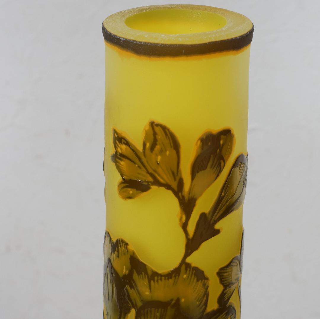 【証明書】　エミールガレ２灯　カメオ彫り　被せガラス　フロア照明　ナイトスタンド