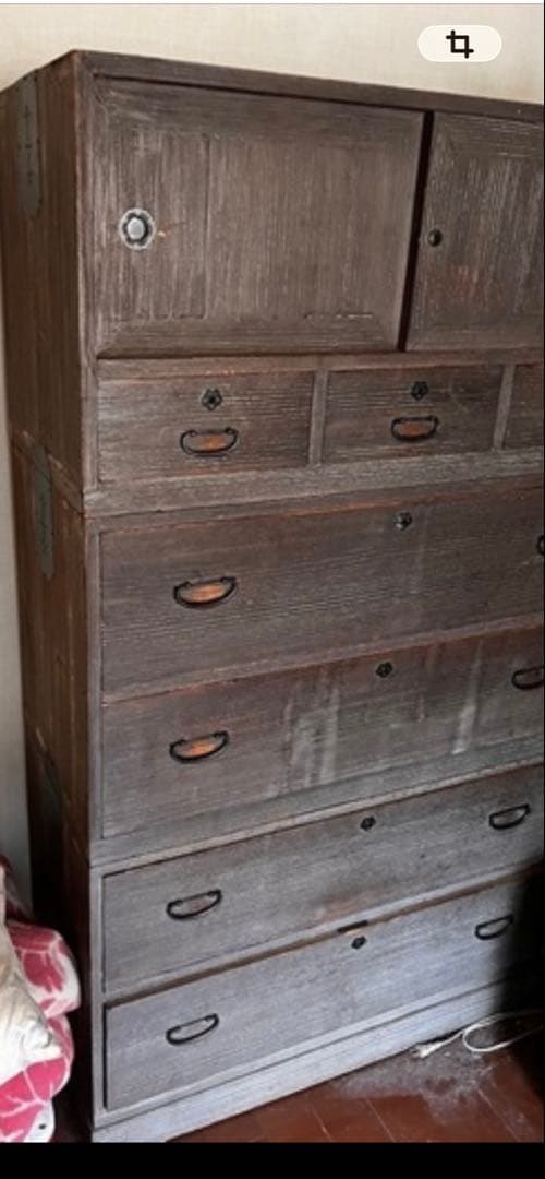 木製和風箪笥 ダークブラウン 桐タンス