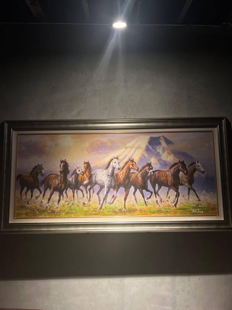 リアリズム　肉筆油彩画　【競馬】　大作