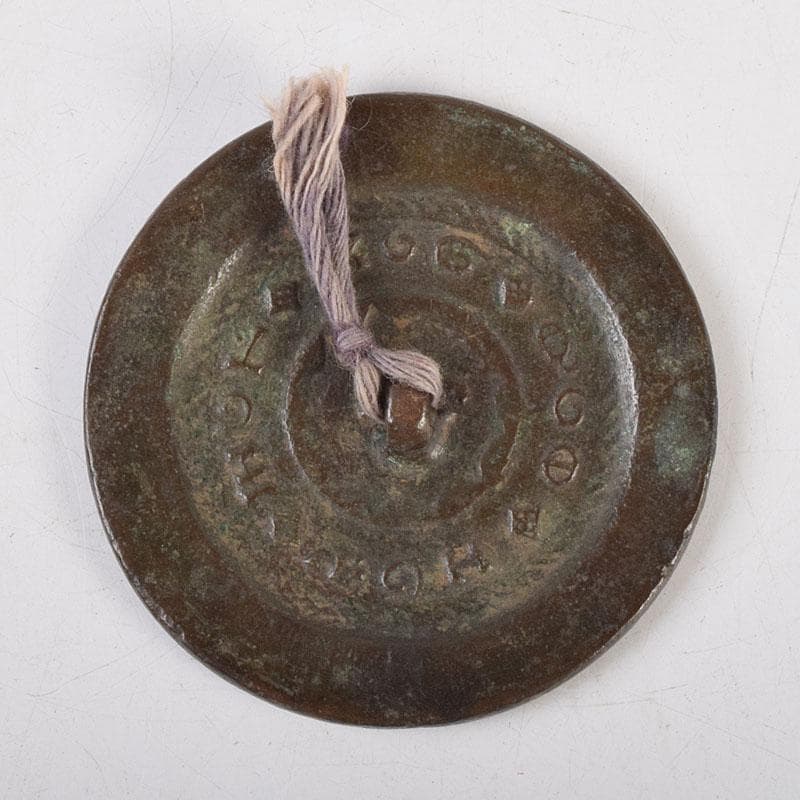 中国　古銅青銅　銅鏡　古鏡　紙鎮　文鎮　時代箱　M　R9324