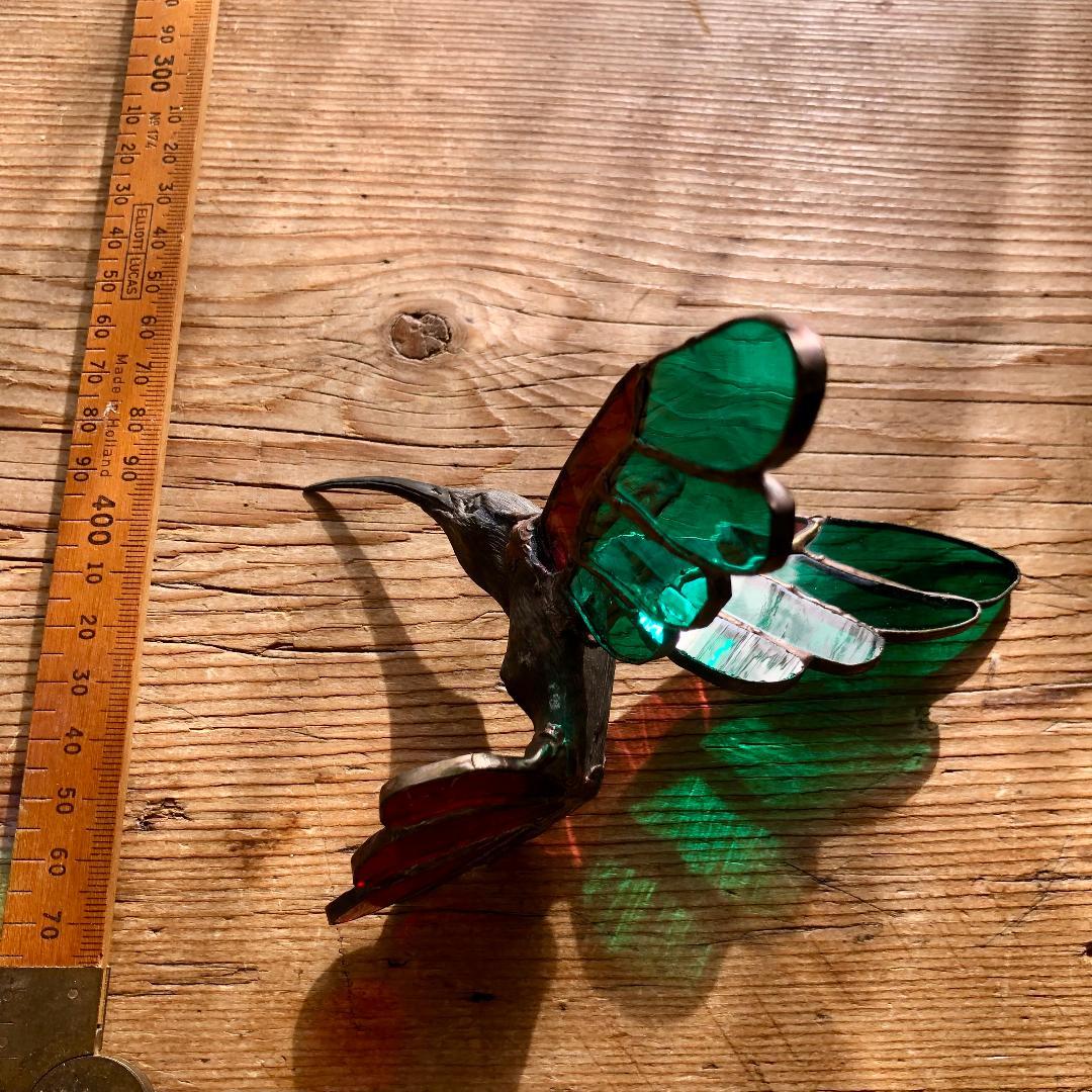 ヴィンテージ　ハチドリ　ハミングバード　アメリカ製　ステンドグラス　オーナメント