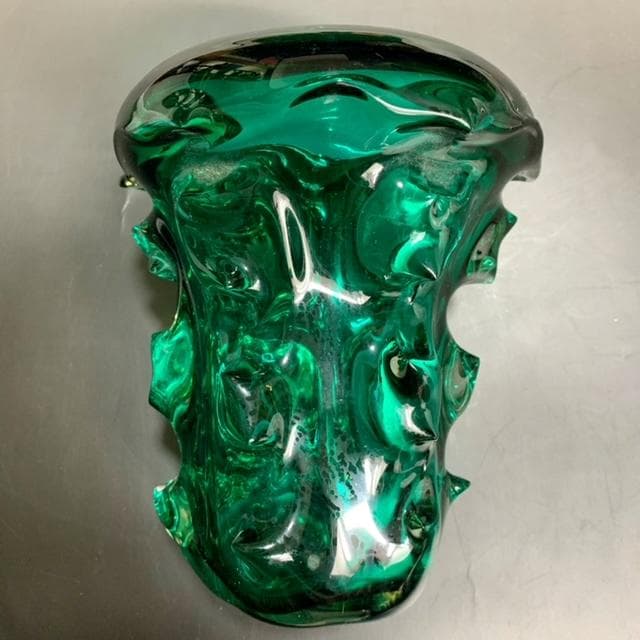 ドームナンシー  グリーン 花瓶 ガラス突起 1920年代 本物保証