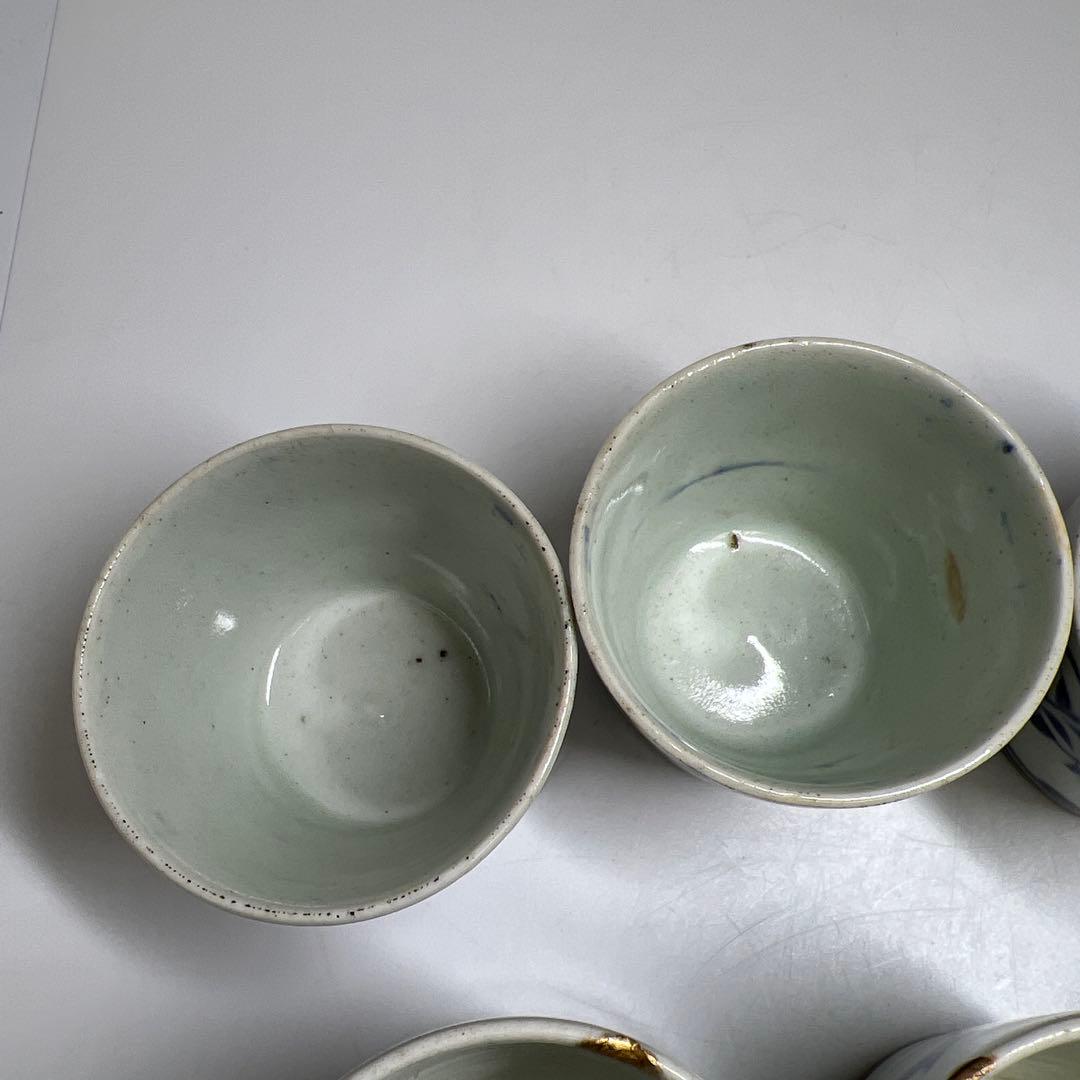 江戸初期　初期伊万里厚底蕎麦猪口9客　口径約7㎝　東Y7-1003☆2Fトヒチ