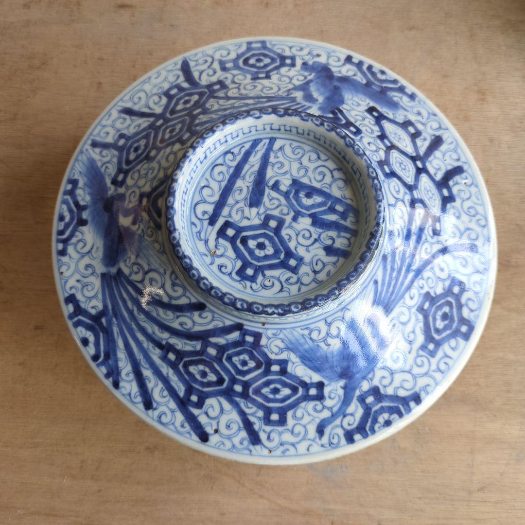 骨董 伊万里 蓋付 染め付け 亀甲紋様 物入れ 器 アンティーク